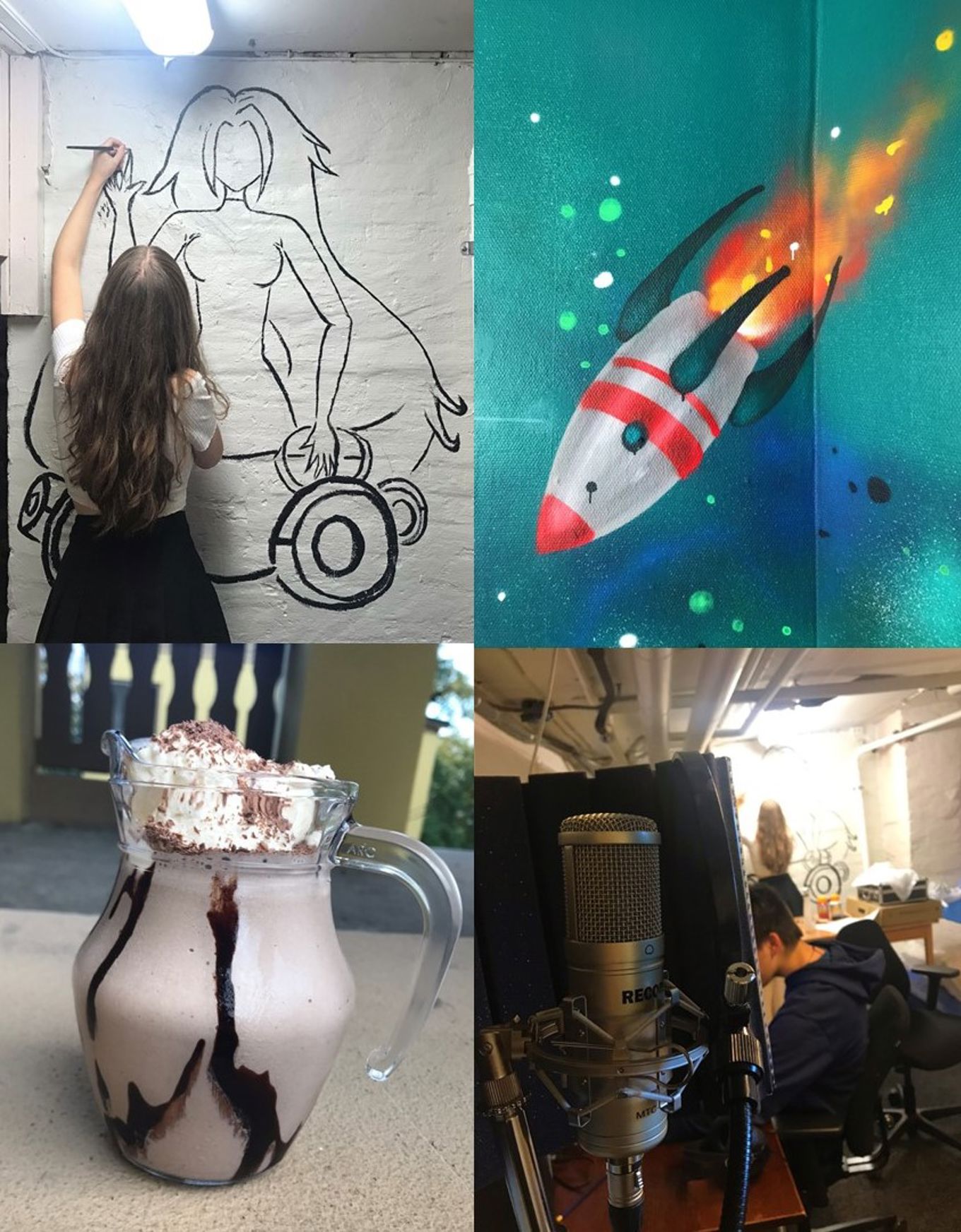 Samensatt bilde av aktiviteter på skolen